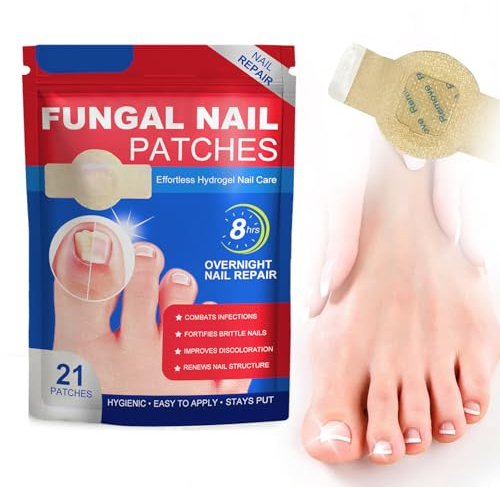 21 piezas Fungal Nail Parches Micosis uñas de los pies Apósitos parches de reparación de uñas fúngicas Reparar daños parches antifúngicos uñas pies para hombres y mujeres (Un contenedor)