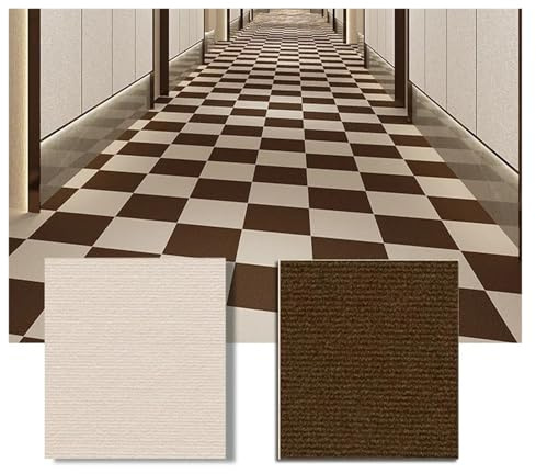 Moquette Adesiva Piastrelle for pavimenti autoadesive, tappeti quadrati, tappetini staccabili e attaccabili, fai da te, for cucina, sala pranzo, camera letto(Khaki and Brown,20PCS)