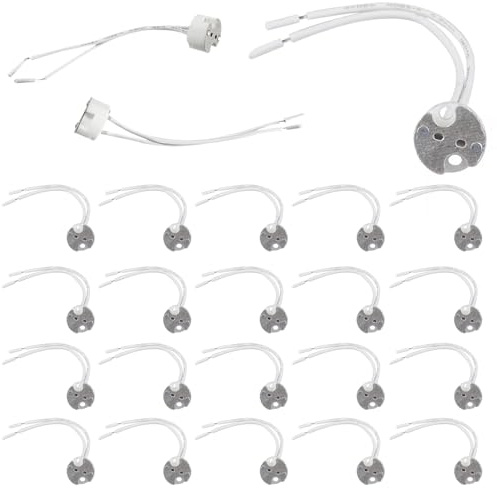 GU5.3 Fassung,20 Stück Keramiksockel für LED,MR16 Lampenfassung GU5.3 LED Sockel,Keramik MR16 Lampenfassung Vorkonfektioniert,Fassung mit 12V Kabel,für Halogen Lampen