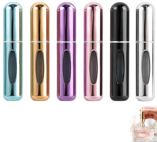 GaxmLou 6 Stück 5ml Parfümzerstäuber Nachfüllbar Leer Reise Parfüm Zerstäuber, Tragbare Mini-perfume travel bottle mit Sichtfenster, Parfümzerstäuber mit Sichtfenster für Reisen, Alltag, Urlaub