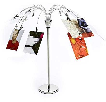 Umbra Fotofalls – Desktop Photo Holder and Picture Stand with Plated Wire and Metal Clips, Nickel