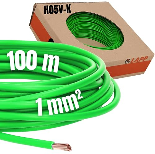 4510123 - Draht, Litze, Schaltlitze, H05V-K, HAR, Anschluss-/Steuerleitung, PVC, Grün, 1 mm², 328 ft, 100 m