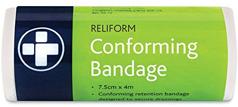 Reliance Medical Reliform Conforming Bandage - Strong Adhesive, Tearable by Hand, Versatile Medical Tape for First Aid, Sports and Injury Prevention, 7.5 cm x 10 m, Pack of 10