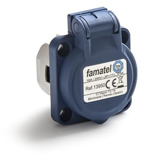 FAMATEL – Base empotrar IP54 | 2P+TTL | 16A | 250V | Azul