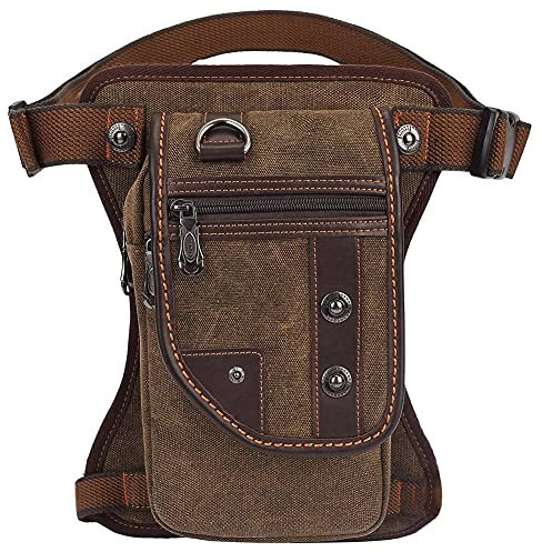 KAUKKO Herren Canvas Hüfttasche Reisen Sport Outdoor Beinbeutel Multi Pack Leg Bag Braun