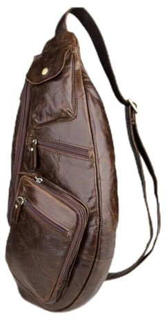 Outdoor Peak Herren Jungend echtes Leder Brusttasche Schultertasche Messenger Bag Tagetasche Freizeittasche modisch Fahrradrucksäcke praktische Reisetasche(Khaki)