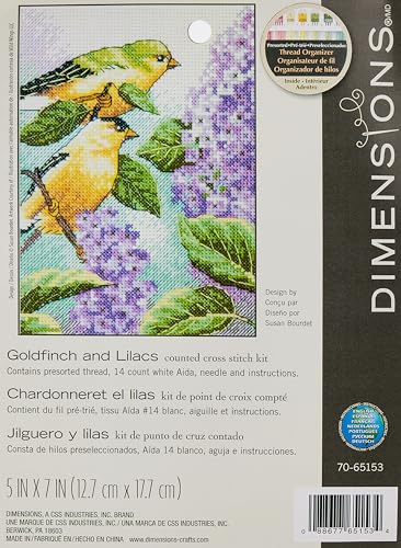 Dimensions Maße Goldfinch und Flieder Gezählt X Stitch, weiß