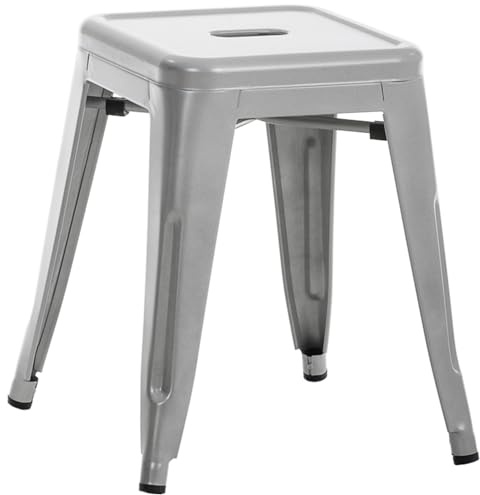 CLP Hocker Armin I Metallhocker stapelbar und pflegeleicht I Stapelhocker bis 200 kg belastbar I Sitzhöhe 46 cm | Farbe Silber