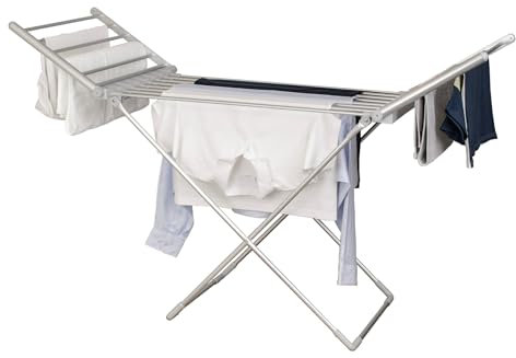 Status 230W Heated Winged Clothes Airer, Foldable Aluminium Electric Drying Rack with 20 Rails and 94cm Wingspan, Low-Energy Indoor Laundry Dryer Stand, Silver (AHCA-230W1PKB)