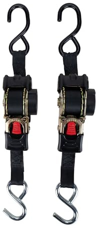 Camco Retractable Transom Tie Down Straps, 6-Foot, 1,500 lb Break Strength, 500 lb Safe Working Load, 2-Pack (50033)