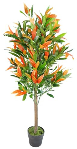 Leaf Design UK Künstlicher Ficusbaum, 130 cm, Rot/Grün