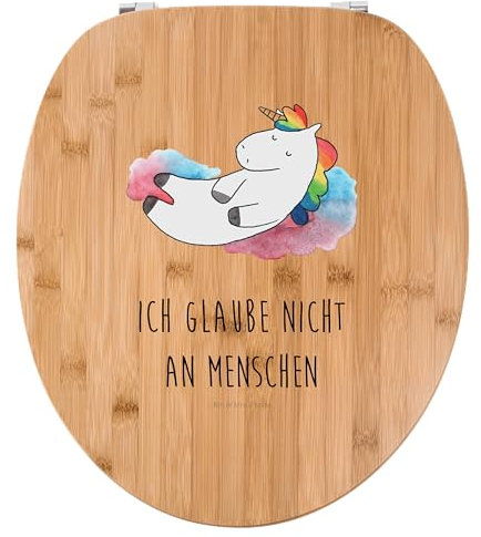 Mr. & Mrs. Panda Motiv WC Sitz Einhorn Wolke 7 - Geschenk, Einhorn Deko, Klodeckel, Klobrille, Toilettendeckel, witzig, Unicorn, Toilette, Menschen,