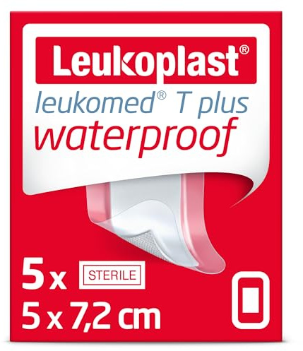 Leukoplast Leukomed T Plus wasserdichte Wundverbände, weich, bequem, wasserdicht, 5 cm x 7,2 cm, 5 Stück