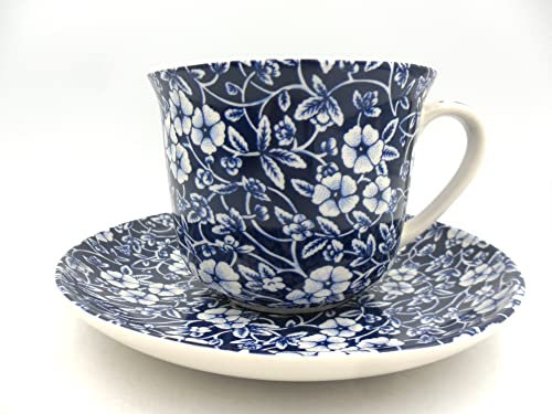 Abbeydale Collection Gift Boxed Jumbo Cup and saucer in blue victorian calico chintz