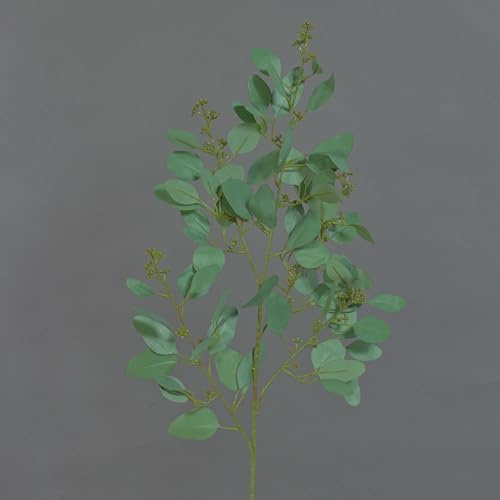 Kunst Eukalyptus Zweig COBAR mit Blüten, crossdoor, gelb, 65cm - Dekozweig