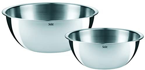 Silit Set di 2 ciotole in acciaio inox per la cucina, multifunzionali come ciotola, insalatiera, in acciaio inox, impilabili