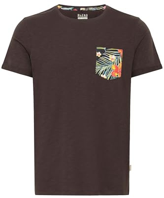 Blend Florens Herren T-Shirt Kurzarm Shirt mit Print und Rundhalsausschnitt, Größe:L, Farbe:Phantom Grey (70010)