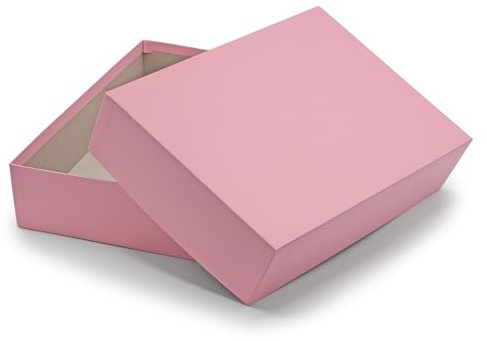 NEUSER PAPIER Geschenkbox mit Deckel DIN A4 – Aufbewahrungsbox Karton Rosa bezogen – Geschenkkarton Schachtel stapelbar 302 x 213 x 70 mm, 1 Stück