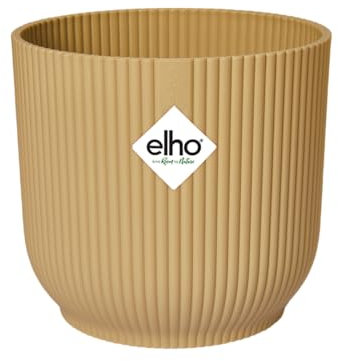 Elho Vibes Fold Round Flower Pot, Butter Yellow, Made with recycled materials