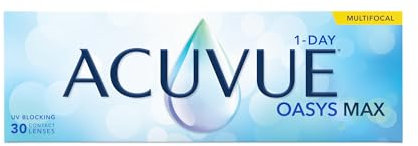 ACUVUE OASYS MAX 1-Day Multifocal; Lenti a contatto giornaliere; Visione chiara e nitida a tutte le distanze e in ogni condizione di luce;-1.00 diottrie; BC 8.4; DIA 14.30; ADD Low; 30 lenti