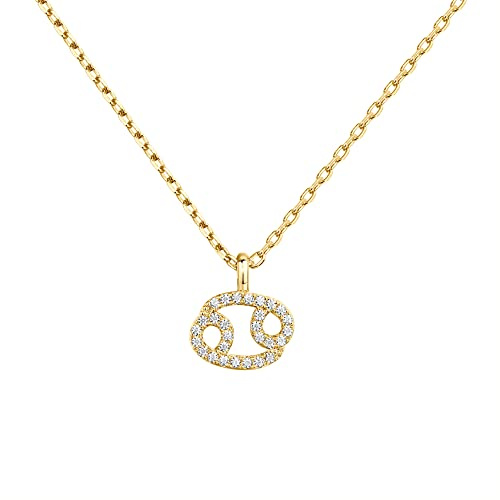 PAVOI 14K Gold Plated Cubic Zirconia Astrology Necklaces for Women - Zodiac Pendant Jewelry Gifts - Zodiac Sign Pendant Necklaces - Cancer Necklace
