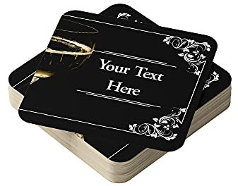 Personalised Beer Mats Pack of 24 - Multi Bulk Buy Absorbent Recyclable Cardboard Drink Mat Coasters 95mm x 95mm x 1mm Square - Accessories for Home Bars Pubs - CO-CARD-DI053-24 - ADD YOUR TEXT