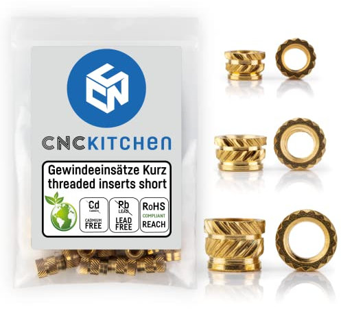 CNC KITCHEN Original Gewindeeinsatz SET Kurz 200 Stück (100x M3x3, 50x M4,4 & M5x5,8)