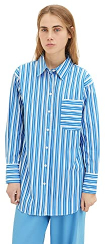 TOM TAILOR Denim Damer Blus med ränder 1032792, 31189 - Vertical Blue White Stripe, XL