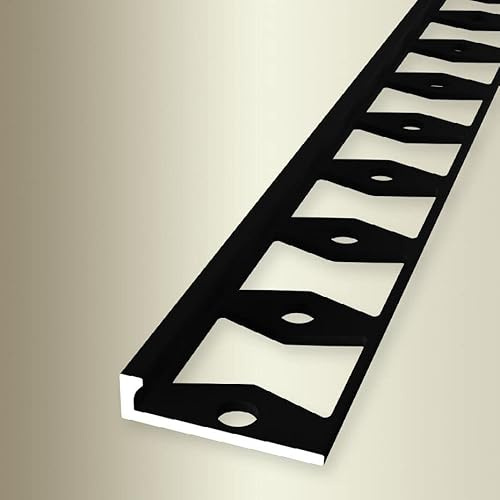 PROVISTON | Abschlussprofil | Breite: 21 mm | Höhe: 3 mm | Länge: 2500 mm | Aluminium pulverbeschichtet | Doppel-K-Profil | Schwarz | Geschlossen Gestanzt
