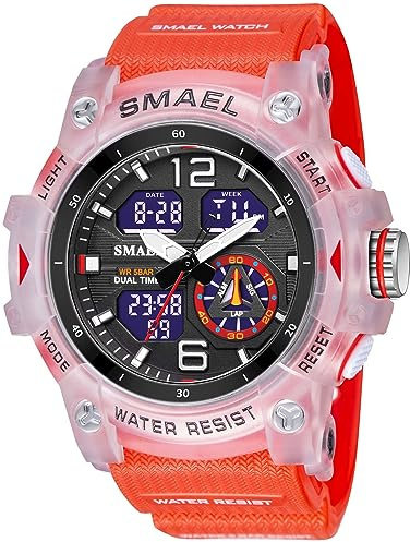 Gosasa Orologio sportivo da uomo, multifunzione, stile militare, con funzione S-Shock, digitale, a LED, impermeabile, con allarme