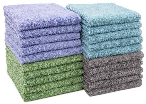 ZOLLNER 20er Set Mikrofasertücher für streifenfreien Glanz - flusenfreie und saugstarke Reinigungstücher - waschbar bis 60°C - 30x30cm in bunt - Hotelqualität