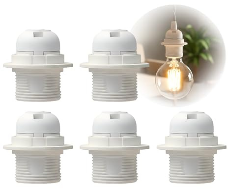 5 Pcs Lamp Holder White Plastic E27 Threaded Light Socket with Lamp Shade Ring for Table and Floor Lamps Medium Base Screw Fitting Ideal for Light Bulb Holder