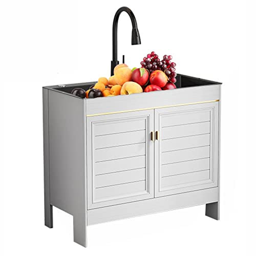 Lavatoio con Mobile,Lavello Bagno con Lavabo,Lavabo Lavanderia,Lavello da Cucina con Mobiletto Base,Armadietto Sottolavabo con lavaggio e kit sifone + piletta,Lavabo con Mobiletto ( Size : 68x45x74cm/