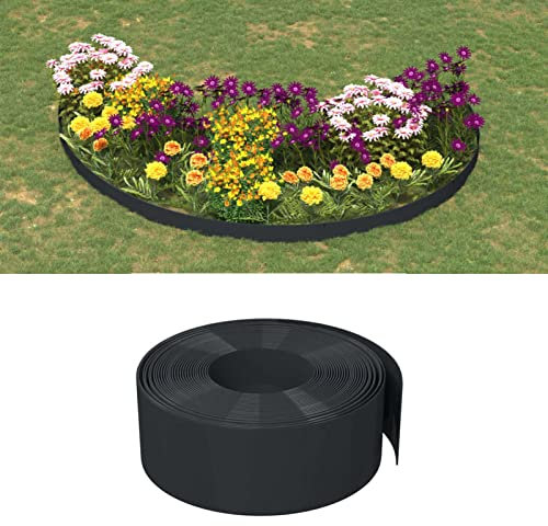 Rasenkanten 5 STK. Schwarz 10 m 20 cm Polyethylen, CIADAZ Beetumrandung, Rasen Rakel, Rasenabgrenzung, Lawn Egde, Rasenkantenband