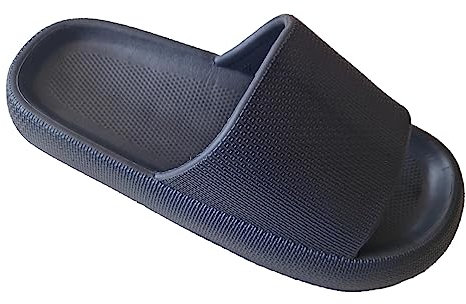 Keanu Chunky Cloud Sliders - Women Men Indoor/Outdoor Slides - Slippers Pool Sliders Summer Flip Flop Shower Bathing Pillow - UK Adult Sizes 3-12 (Black, 3-4)