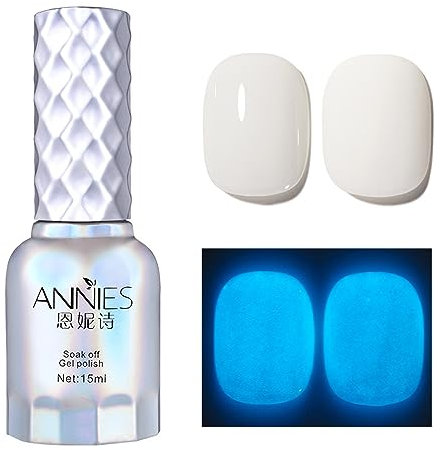 Neon Glow in The Dark Gel Nail Polish,Luminous Fluorescent White DIY Nail Art Glows Effect Nail Lamp Needed Environmental Friendly Healthy Art Manicure Salon