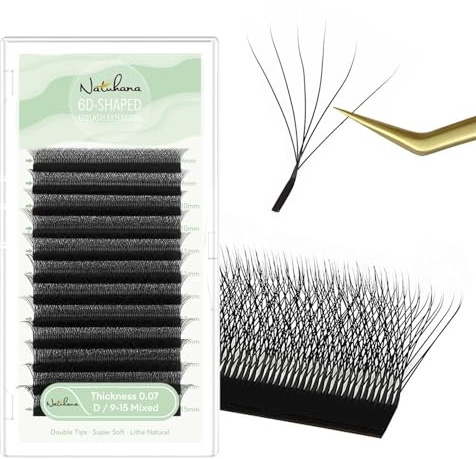 Natuhana Extension Ciglia W Forma 3D 4D 5D 6D 7D 8D 0.07 C D L LU Curl 8-15mm Classico Ciglia Ciuffetti Naturali Premade Fan Eyelash Extensions Volume Russo Professionale