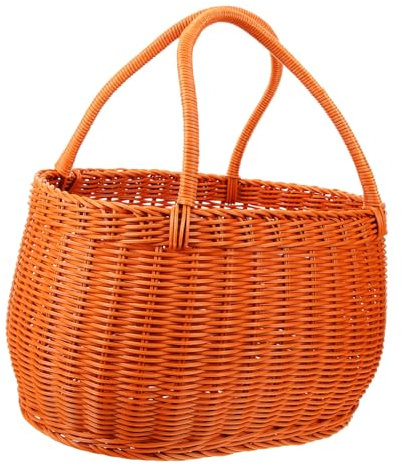 JOINPAYA Basket Imitation Rattan Large Capacity Vegetable Fruits Storage Basket Handmade Woven for Kitchen or Picnic