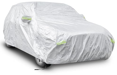 GYMAX Cubierta para Coche, Lona Impermeable para Vehículos con Tiras Reflectantes y Cremallera, Lona Completa con Bolsa (para SUV de hasta 492 cm)