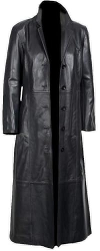 Apparel Eagle Women’s Long Coat, Real Sheepskin Leather Trench Coat, Black stylish parka, Duster overcoat.