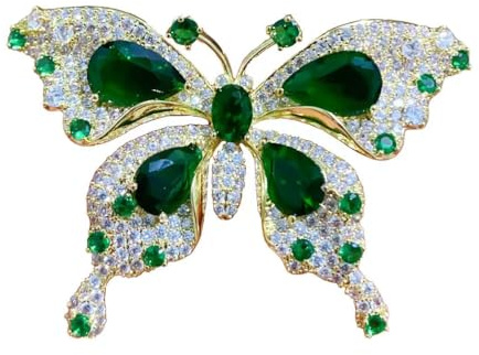 xutao Grüner Schmetterling Brosche Pin mit Strasssteinen und Emaille Flügeln - Langlebig, Vielseitig, Geschenk für jeden Anlass