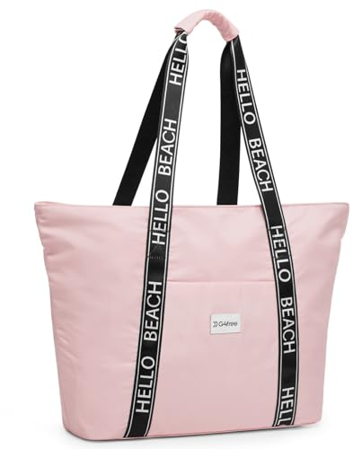 G4Free Borsa da spiaggia impermeabile a prova di sabbia borsa da spiaggia grande borsa sportiva borsa per la spesa per le donne, rosa, 2E+1 x 24 x 8 cm