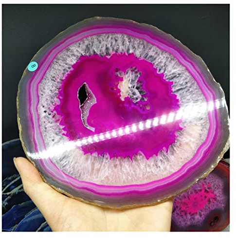 15-18CM dalles d'agate rose et bleue pierres naturelles brutes tranche sous-verres et supports de quartz en cristal original accessoire de cuisine décoration décoration décoration d'intérieur(Color:Bl