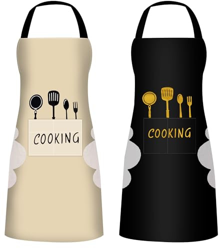 TYSM-CC 2 Wasserdichte Kochschürzen, Unisex Grillschürzen Mit 2 XL-Taschen | Spritzschutz Mit Schnellverschluss, zum Backen, BBQ, Gartenarbeiten, Haushalt, Restaurant und Basteln.
