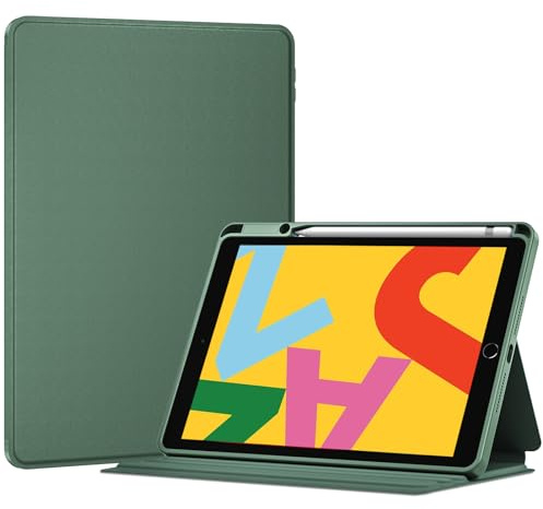 ProCase Schutzhülle für iPad 10,2 Zoll, iPad 9th Gen 2021/ iPad 8th Gen 2020/ iPad 7th Gen 2019 Hülle mit Bleistifthalter, Case Cover für 10,2 iPad 9/8/ 7- Grün