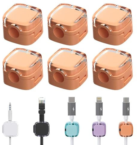 MBHHU Cord Organizer ，Magnetic Cable Clips Charging Cable Magnetic Organizer Storage Holder, Cable Holder Self-Adhesive, Cable Organizer Self-Adhesive for Desk, Bedside Table(Orange)