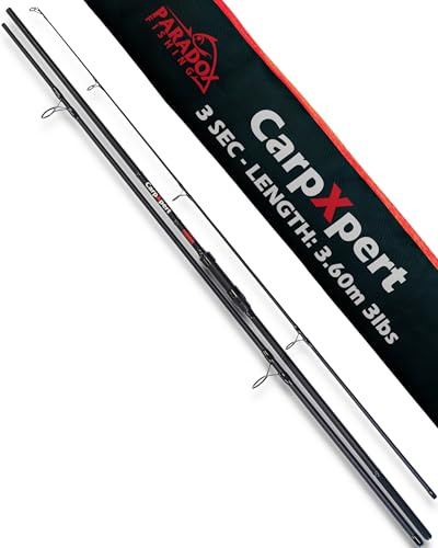 Paradox Fishing Karpfenrute CarpXpert 12ft 3,60m 3 LBS 3-teilig mit 5000 Carp Runner Karpfenrolle – Karpfen Angel Karpfen Rute