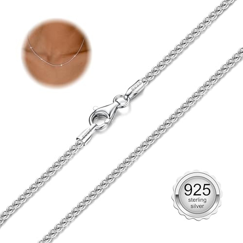 CASSIECA Kette Silber 925 Damen Silberkette Damen 925 Ohne Anhänger Fuchsschwanzkette 2.0 MM Halskette Silber Ketten für Frauen Mädchen 41-61CM