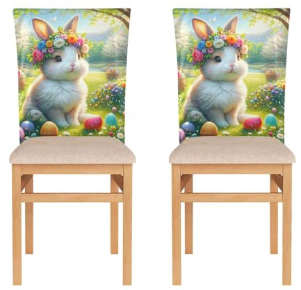 ODAWA Stuhlrückenbezüge mit Osterblumen, abnehmbar, Stuhlschoner, 6 Stück, Stuhlrückenbezug für Weihnachten, Esszimmer, Dekoration