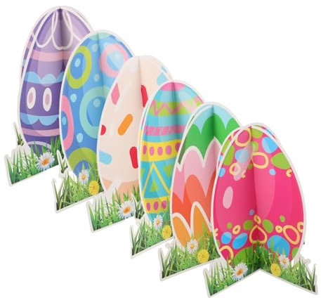 KOCKSHION 6pcs Double-sided Easter Paper Centerpiece Signs for Table Decor Festive Table Decorations for Parties Family Gatherings Celebrations Versatile Easter Ornaments Multiple Color